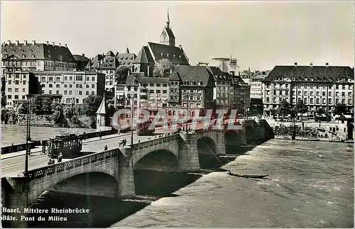 Moderne Karte Bale Pont du Milieu Hotel Krafft am Rhein Basel Tramway