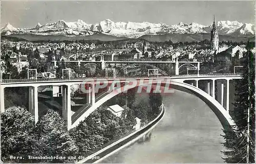 Cartes postales moderne Berne le Pont du Chemin de Fer et les Alpes