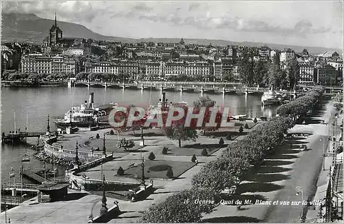Moderne Karte Geneve Quai du Mt Blanc et Vue sur la Ville Bateaux