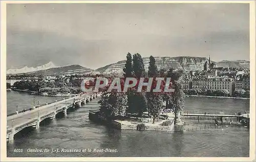 Cartes postales moderne Geneve Ile J J Rousseau et le Mont Blanc