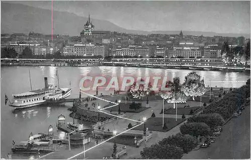 Cartes postales moderne Geneve la Rade Illuminee Bateau