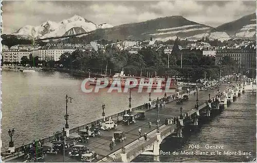 Moderne Karte Geneve Pont du Mont Blanc et le Mont Blanc Bateau