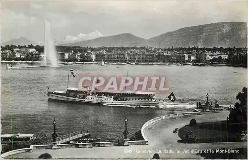 Cartes postales moderne Geneve la Rade le Jet d'Eau et le Mont Blanc Bateau