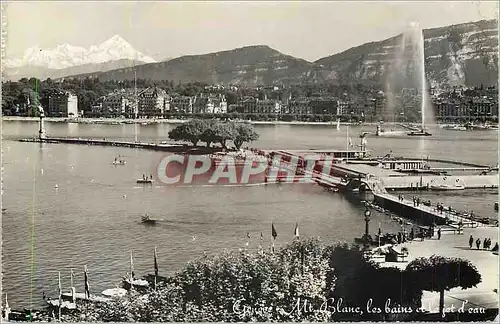 Moderne Karte Geneve Mt Blanc les bains et le Jet d'Eau