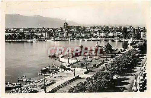 Moderne Karte Geneve Quai du Mont Blanc et Rade