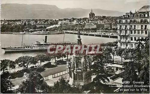 Cartes postales moderne Geneve Monument Brunswick et Vue sur la Ville Bateau