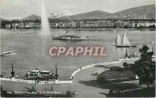 Moderne Karte Geneve la Rade et le Mont Blanc Bateaux