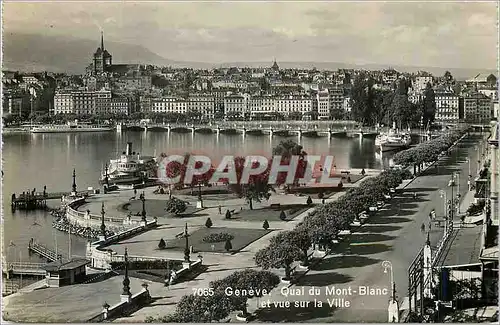 Moderne Karte Geneve Quai du Mont Blanc et Vue sur la Ville Bateau