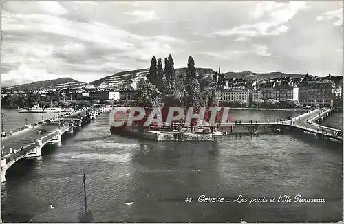 Moderne Karte Geneve les Ponts et l'Ile Rousseau