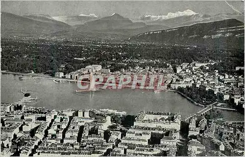 Cartes postales moderne Geneve Vue Aeriene de la Rade et du Mont Blanc (4810m)