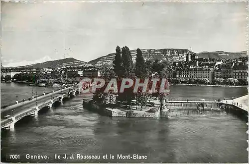 Cartes postales moderne Geneve Ile J J Rousseau et le Mont Blanc