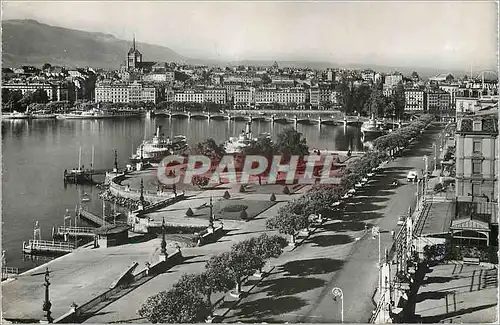 Cartes postales moderne Geneve Quai du Mont Blanc et Vue sur la Ville Bateau