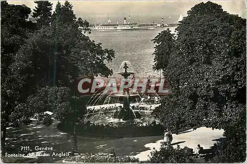 Moderne Karte Geneve Fontaine du Jardin Anglais Bateau