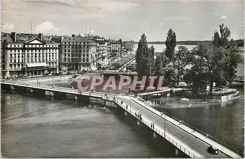 Moderne Karte Geneve Pont des Bergues et Ile J J Rousseau