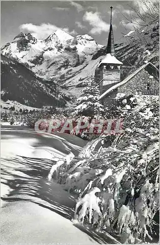 Cartes postales moderne Kandersteg Kath Kirche mit Blumlisalp