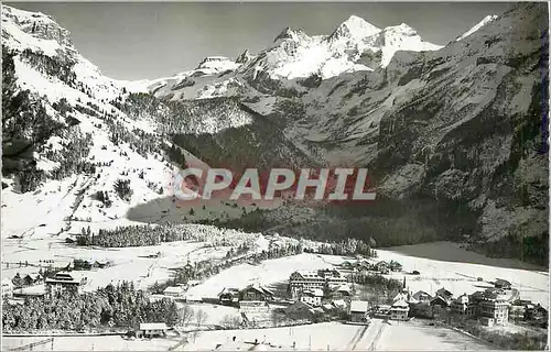 Moderne Karte Kandersteg im Winter mit Blumlisalpgruppe