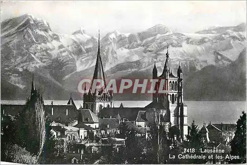 Cartes postales moderne Lausanne La Cathedrale et les Alpes