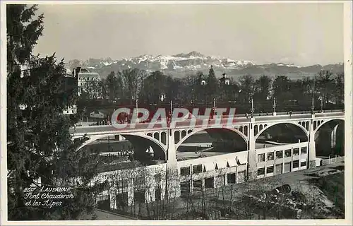 Moderne Karte Lausanne Pont Chauderon et les Alpes