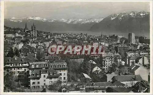 Moderne Karte Lausanne Vue Generale et les Alpes