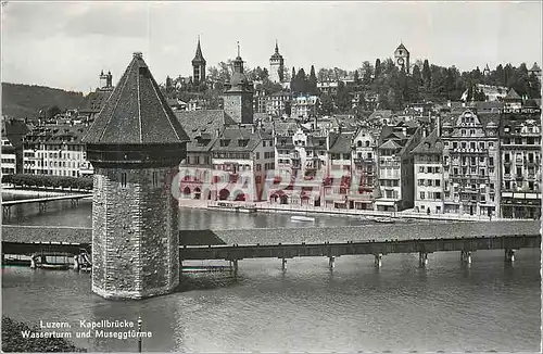 Cartes postales moderne Luzern Kapellbrucke Wasserturm und Museggturme
