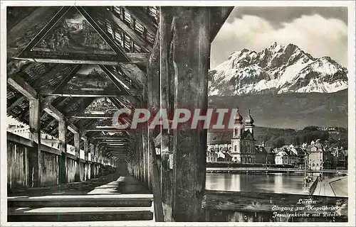 Cartes postales moderne Luzern zur Kapellbrucke Jesuitenkirche mit Pilatus