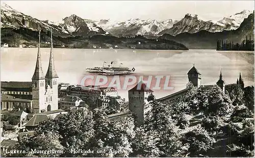 Cartes postales moderne Luzern Museggturme Hofkirche und Alpen Bateau