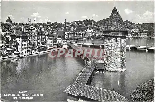 Cartes postales moderne Luzern Kapellbrucke (erbaut 17191 built) und Wasserturm