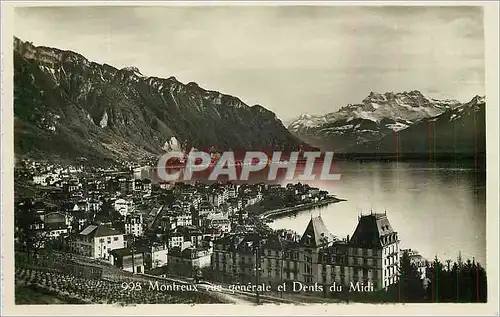 Moderne Karte Montreux Vue Generale et Dents du Midi