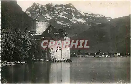 Moderne Karte Le Lac Leman Le Chateau de Chillon (Suisse) et les Dents du Midi