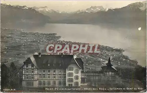 Moderne Karte Mont Pelerin sur Vevey Hotel des Alpes Le Leman et Dent du Midi