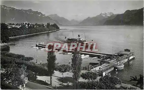 Moderne Karte Debarcadere Vevey la Tour et le Dents du Midi Bateau