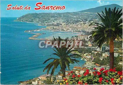 Moderne Karte Saluti da Sanremo Riviera dei Fiori Panorama Orientale
