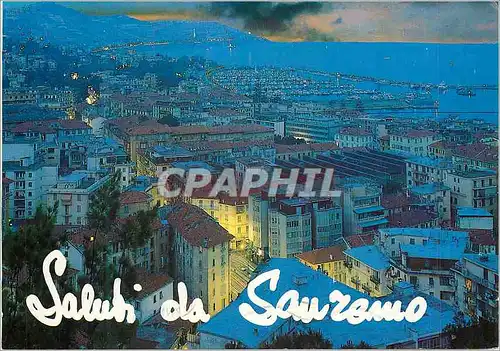 Cartes postales moderne Saluti da Sanremo de la nuit sur Portosole