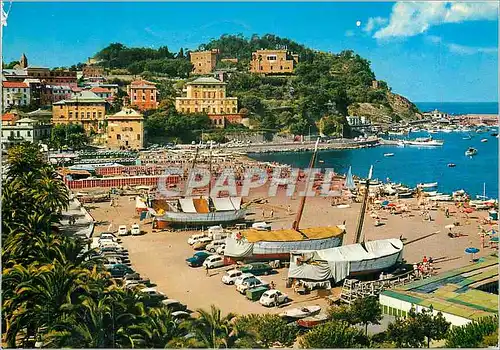 Moderne Karte Sestri Levante La Peninsul Baia delle Favole La Plage Merveilleuse Bateaux