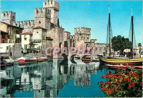 Moderne Karte Lac de Garda Sirmione Le Ch�teau Bateaux