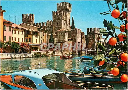 Moderne Karte Lac de Garda Sirmione Le Ch�teau Bateaux