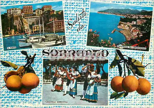 Cartes postales moderne Saluti da Sorrento Il porto Panorama da Capodimonte Tarantella Sorrentina