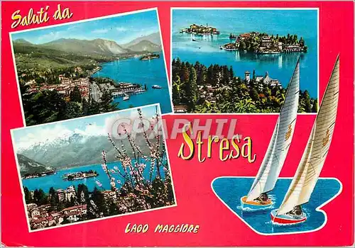 Cartes postales moderne Saluti da Stresa Lago Maggiore Bateaux