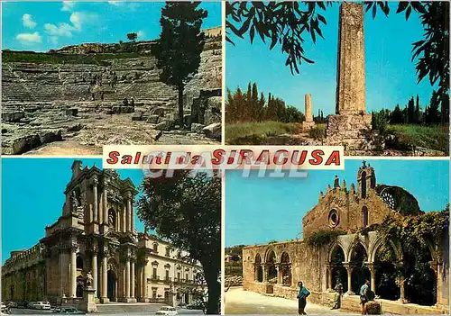 Cartes postales moderne Saluti da Siracusa Teatro Greco Tempio di Giove La Cattedrale e Tempio di Minerva Chieza di S Gi