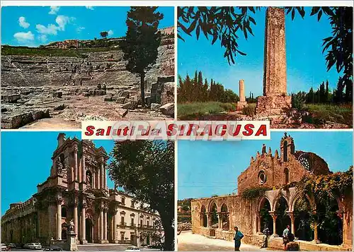 Cartes postales moderne Saluti da Siracusa Teatro Greco Tempio di Giove La Cattedrale e Tempio di Minerva Chieza di S Gi