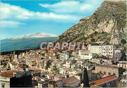 Moderne Karte Taormina Panorama avec Grand Hotel Imperiale