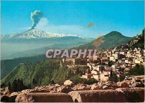 Moderne Karte Taormina Le Panorama et l'Etna vus du Theatre Grec Volcan