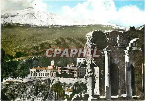Cartes postales moderne Taormina Raccourci du Theatre Grec avec l'Etna Volcan