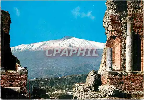 Moderne Karte Taormina Theatre Grec et l'Etna Volcan