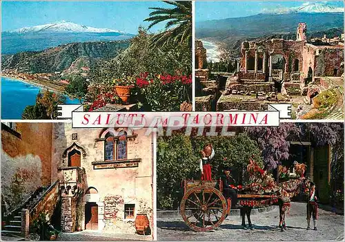 Moderne Karte Saluti da Taormina Caleche Cheval