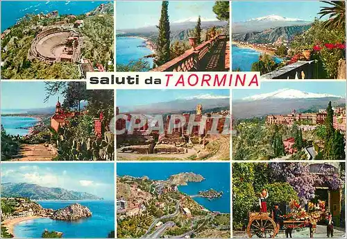 Cartes postales moderne Saluti da Taormina Caleche Cheval