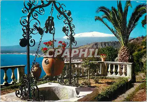 Cartes postales moderne Taormina Vue Generale Volcan