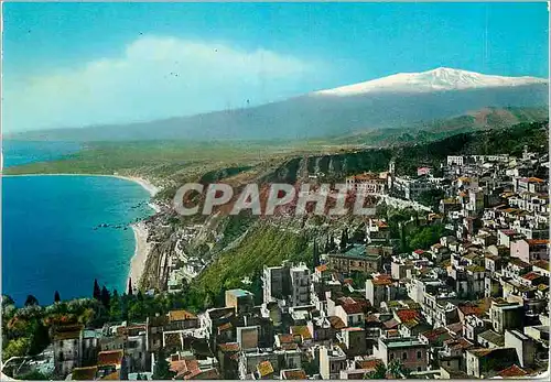 Moderne Karte Taormina Vue Generale Volcan