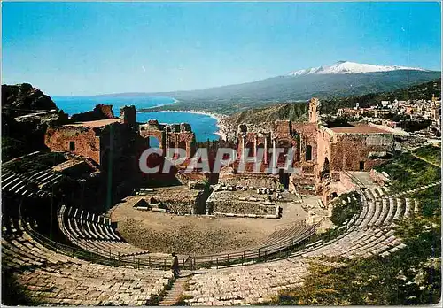 Moderne Karte Taormina Il Teatro Greco Romano La Cavea L'Arena la Scena Con l'Etna Volcan