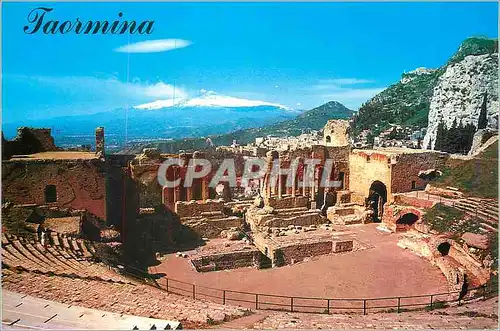 Moderne Karte Taormina Teatro Greco Volcan